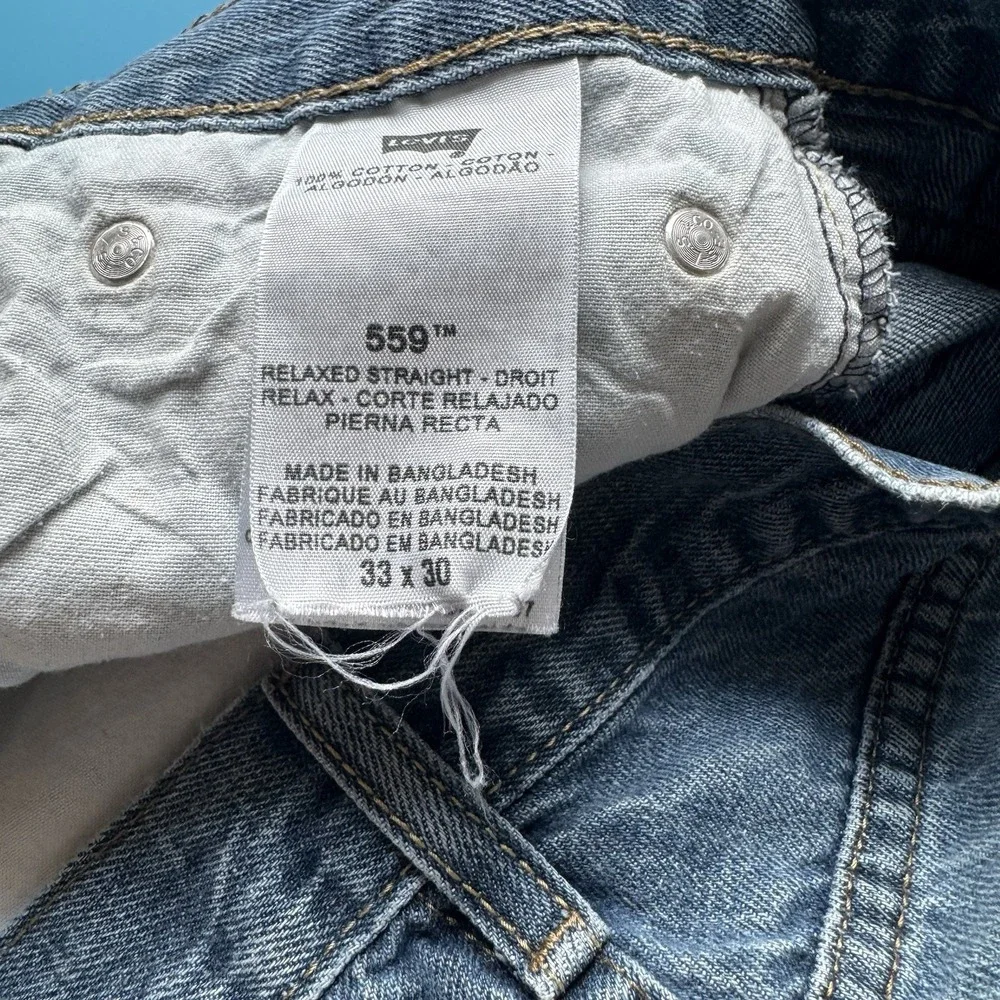 Levi's 559 Y2K Mens Straight Regular Fit Jeans 33X29 Light Blue Wash